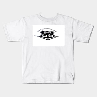 Route 66 sign, black on white Kids T-Shirt